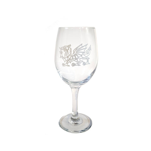 Welsh Dragon Engraved Wine Glass