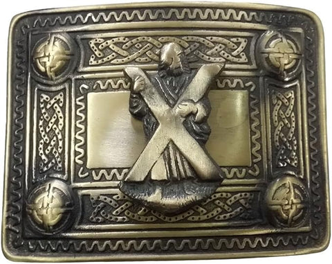 Celtic Knot Kilt Belt Buckle with St. Andrew Mount