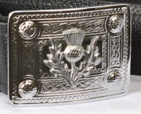 Celtic Knot Kilt Belt Buckle with Thistle Mount