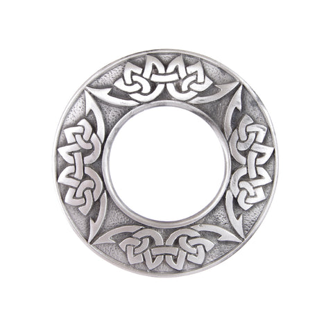 Pewter Celtic Knotwork Fly Plaid Brooch