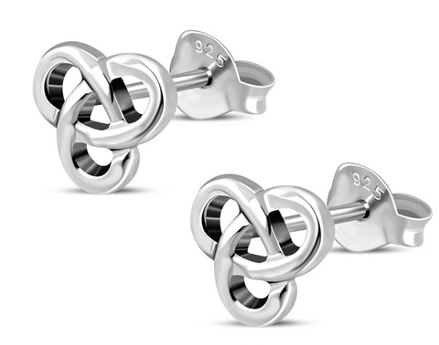 Rounded Trinity Knot Sterling Silver Stud Earrings