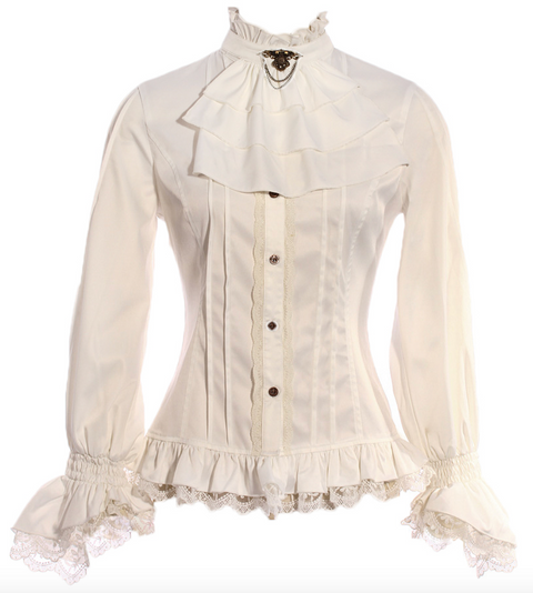 Fiona Long-Sleeve Blouse with Jabot