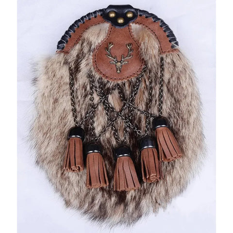 Fox Fur Semi Dress Sporran with Stag Badge