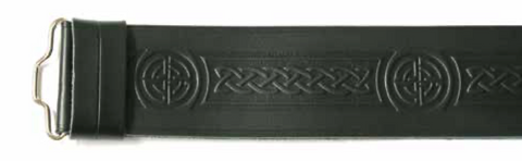 Celtic Knot Embossed Leather Kilt Belt with Velcro