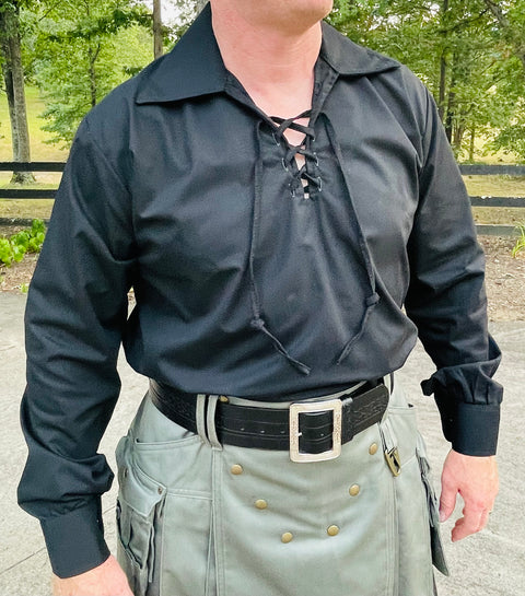 Men's Kilt Shirt with Cotton Laces