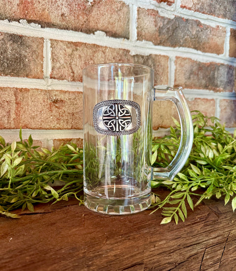 Glass Tankard with Pewter Trinity Knot Badge