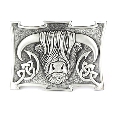 Pewter Highland Cow Kilt Belt Buckle