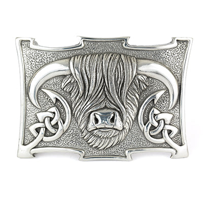 Pewter Highland Cow Kilt Belt Buckle
