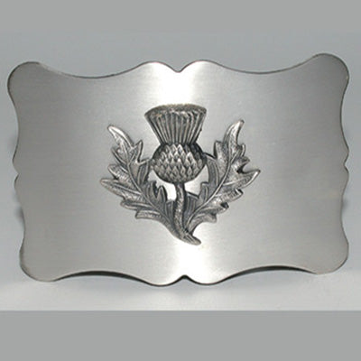 Scalloped Kilt Belt Buckle with Thistle Crest