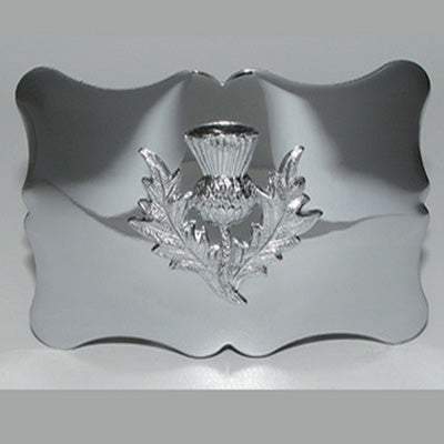 Scalloped Kilt Belt Buckle with Thistle Crest