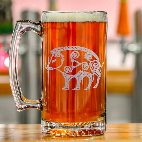 Celtic Boar Engraved Beer Tankard