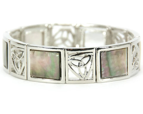 Trinity Knot Stretch Bracelet with Black Mother of Pearl