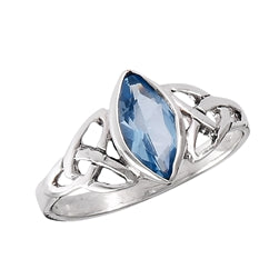 Blue Topaz Trinity Knot Sterling Silver Ring