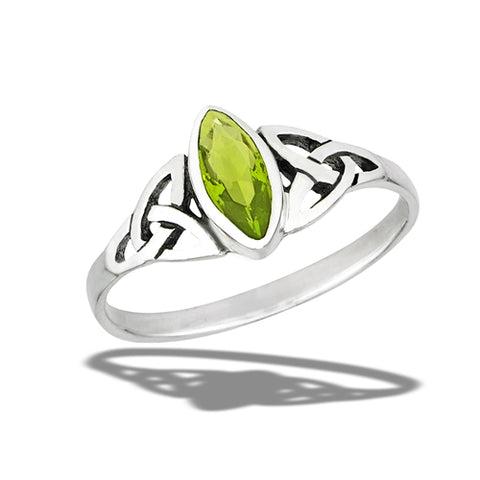 Peridot Trinity Knot Sterling Silver Ring