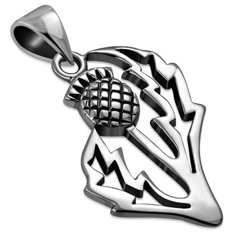 Open Leaf Thistle Sterling Silver Pendant