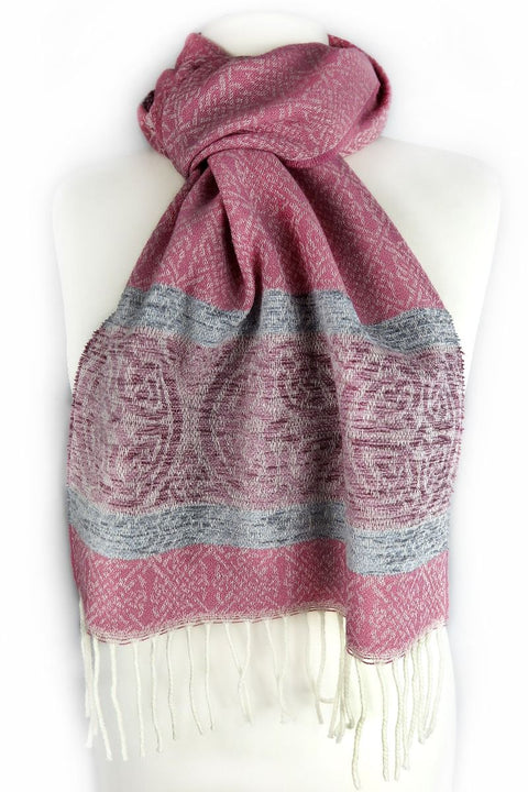 Ice Pink Celtic Border Scarf by Calzeat of Scotland