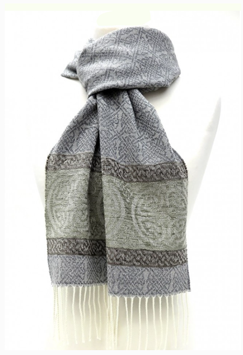 Alpine Slate Celtic Border Scarf by Calzeat of Scotland