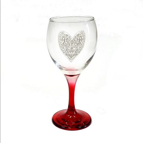 Celtic Heart Engraved Wine Glass