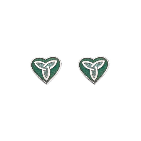 Celtic Trinity Heart Stud Earrings