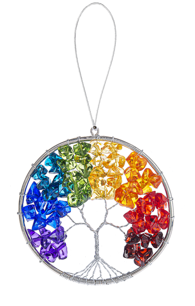 Rainbow Family Tree Acrylic Crystal Ornament
