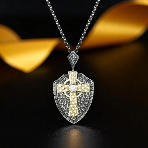Echoes Sterling & 10K Shield of Faith Necklace