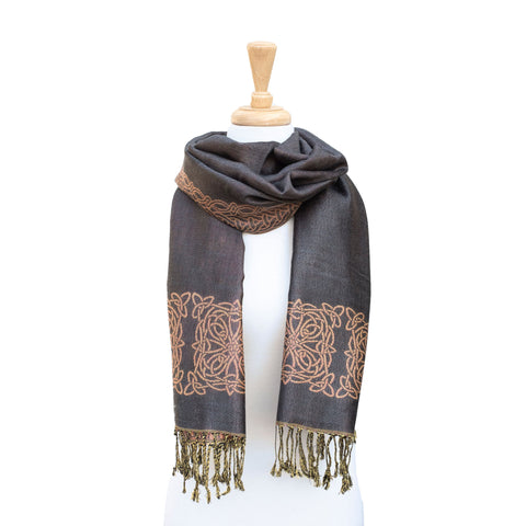 Celtic Knot Reversible Scarf in Gray/Blush