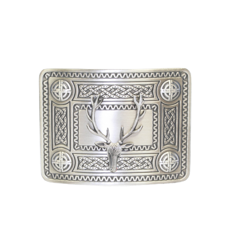 Celtic Knot Kilt Belt Buckle with Stag Crest
