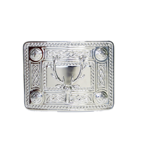 Celtic Knot Kilt Belt Buckle with Stag Crest