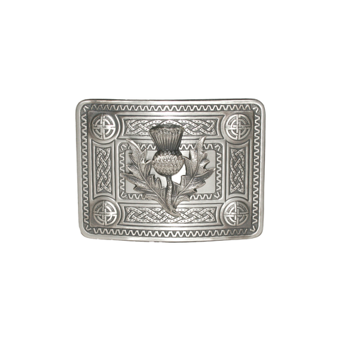 Celtic Knot Kilt Belt Buckle with Thistle Crest