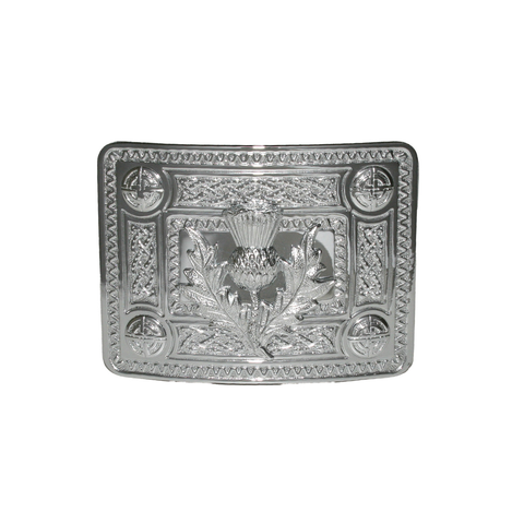 Celtic Knot Kilt Belt Buckle with Thistle Crest