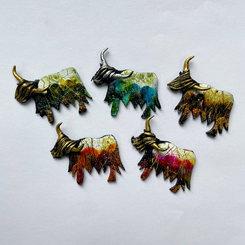 Hand Painted Cow Brooches