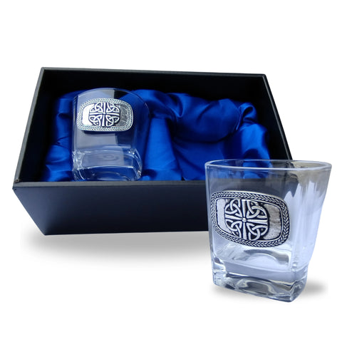 Crystal and Pewter Whiskey Glasses (Pair)
