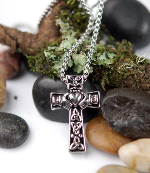 Claddagh Cross Stainless Steel Necklace