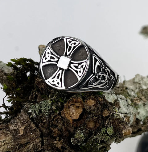 Celtic Cross Men's Stainless Steel Ring