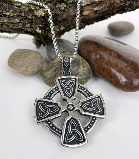 Celtic Cross Men's Stainless Steel Necklace