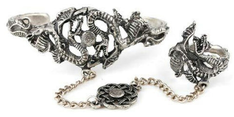 Pewter Dragon Bracelet & Ring Set