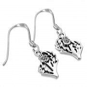 Open Leaf Thistle Sterling Silver Earrings (1/2")