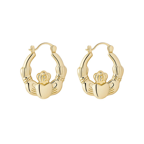Solvar Medium Claddagh Hoop Earrings