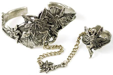 Pewter Fairy Bracelet & Ring Set