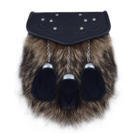 Fox Fur Semi Dress Sporran with Embossed Trinity Knots