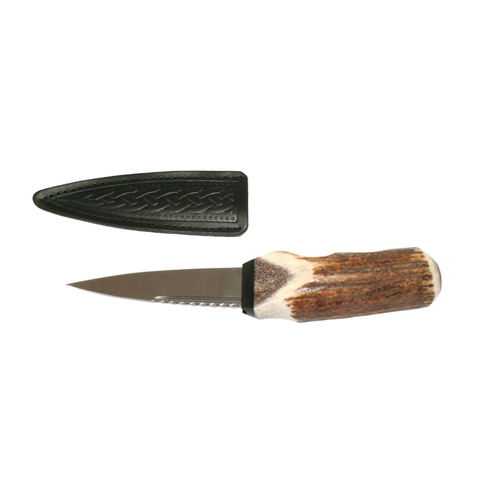 Stainless Steel Sgian Dubh with Antler Handle and Steel Cap