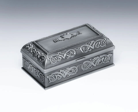 Small Pewter Jewelry Chest with Claddagh Emblem