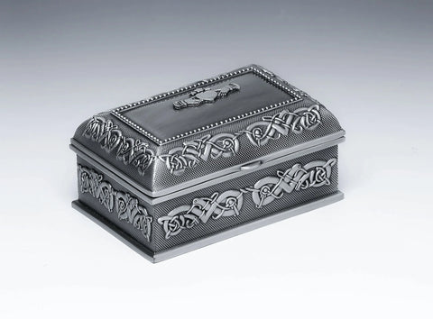 Medium Pewter Jewelry Chest with Claddagh Emblem