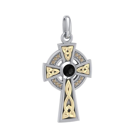 Peter Stone Celtic Cross with 18k Gold Detail