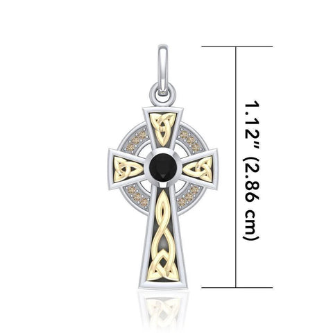 Peter Stone Celtic Cross with 18k Gold Detail