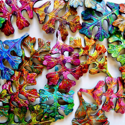 Hand Painted Oak Leaf Wrap Pin