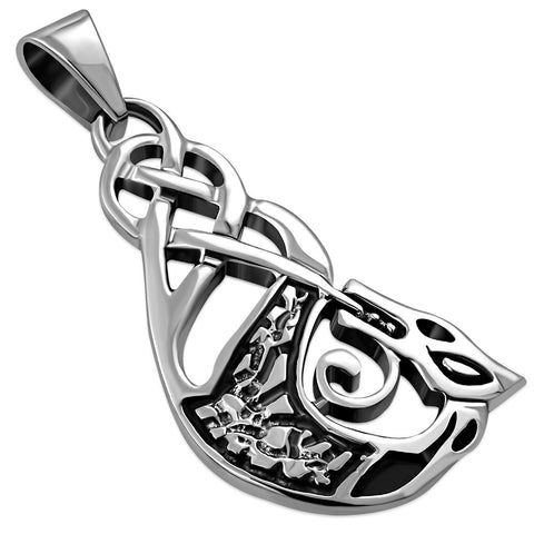 Celtic Knot Dragon Head Sterling Silver Pendant