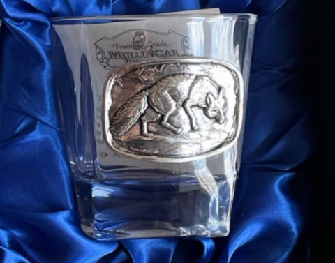 Crystal Whiskey Tumbler Set with Pewter Fox Motif