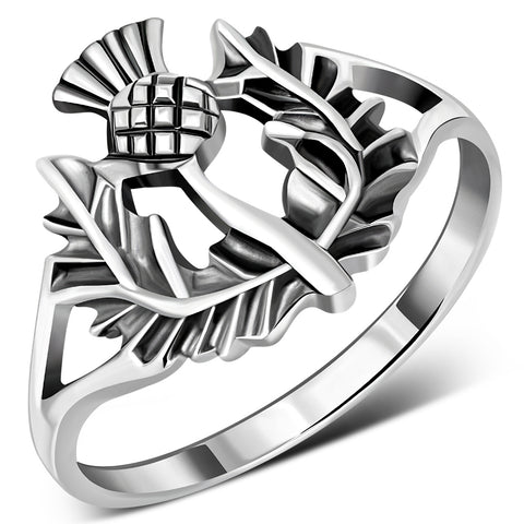 Large Thistle Sterling Silver Ring