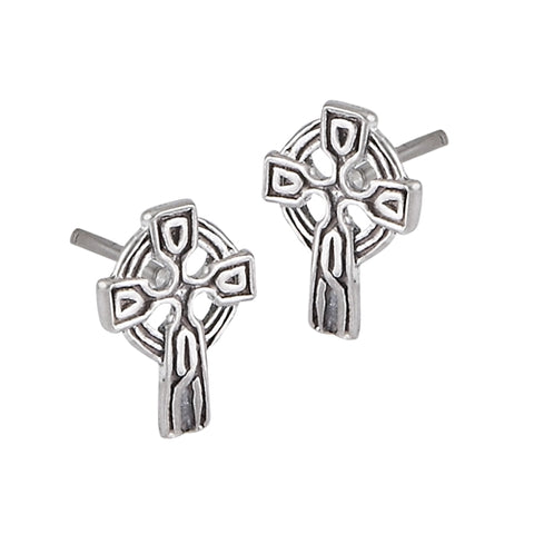 Celtic Cross Sterling Silver Stud Earrings